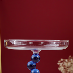 Glass Jewelry Holder with Blue Orb Stem