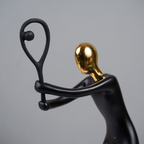 Black and Gold Tennis Player Sculpture - Modern Art Decor