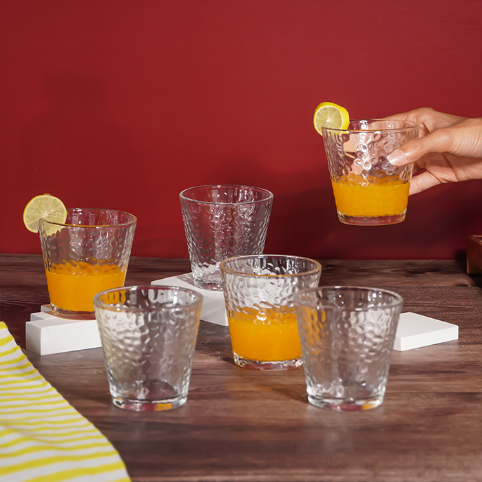 Hammered-Texture Clear Drinking Glasses - Set of 6 Secondary image