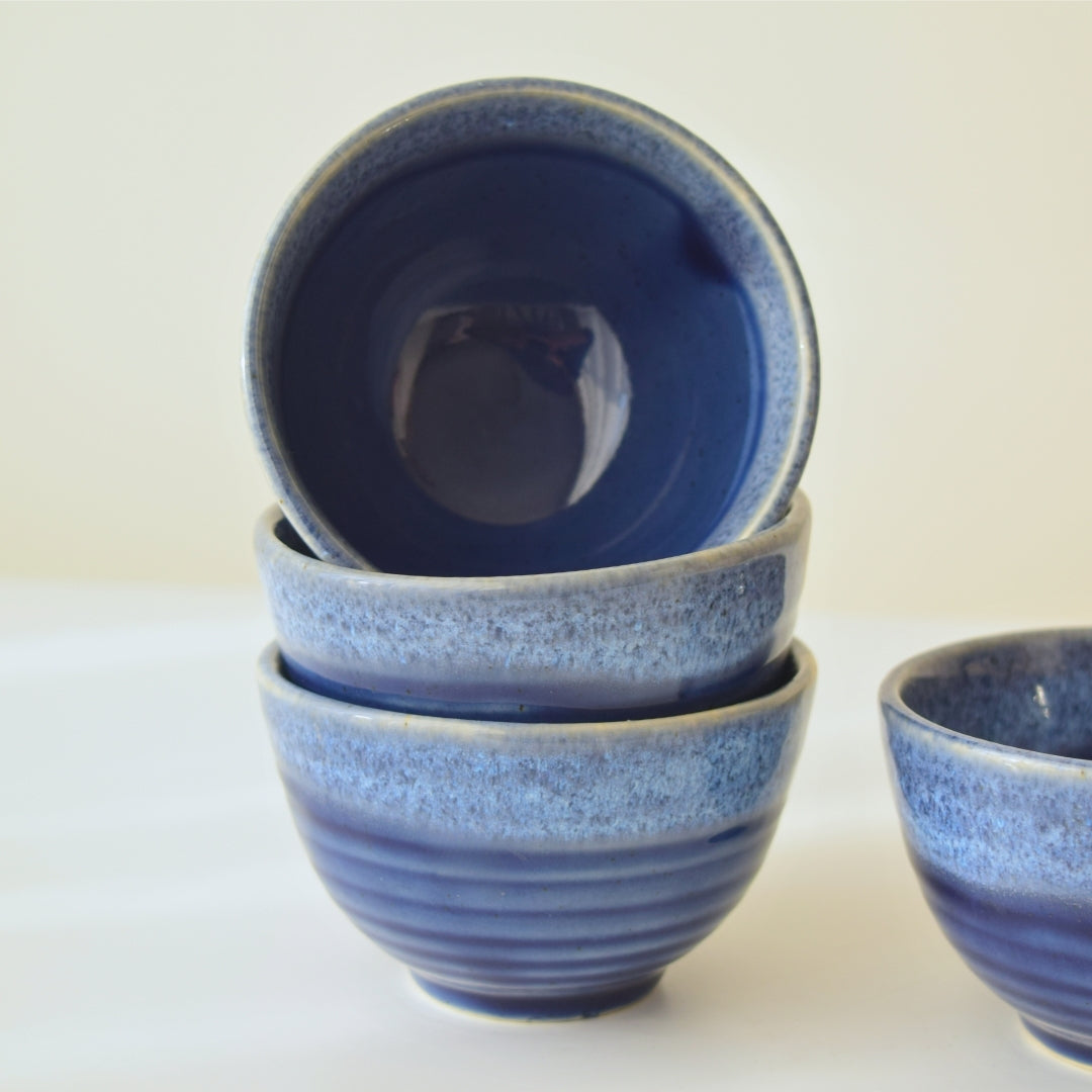 Blue Ceramic Small Bowl with Spiral Design