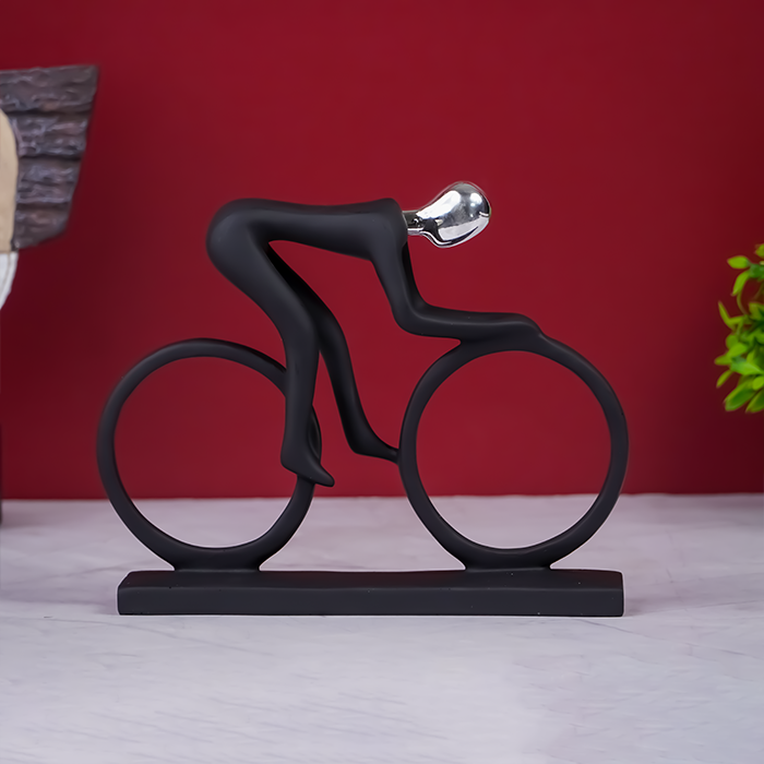 Black and Silver Cyclist Sculpture