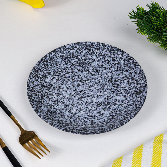 Black and White Speckled Ceramic Dinnerware - Set of 23