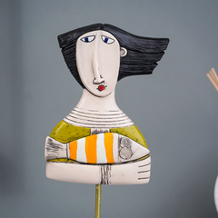 Abstract Woman Sculpture with Orange Striped Fish