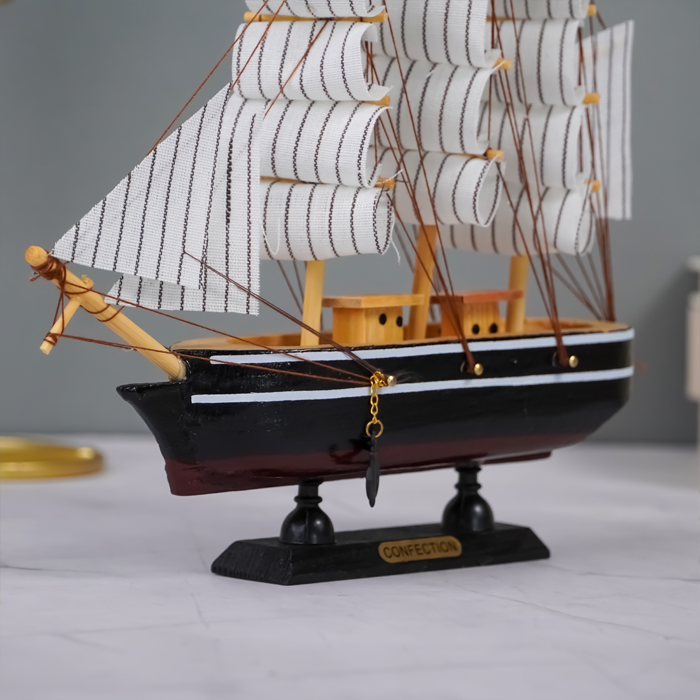 Black and White Model Ship Sculpture