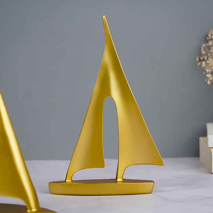 Gold Abstract Sailboat Sculptures