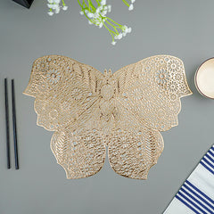 Gold Butterfly Cutout Table Mat with Intricate Floral Detailing