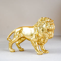 Golden Lion Figurine with Intricate Mane