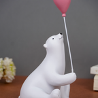 White Polar Bear Figurine with Pink Balloon