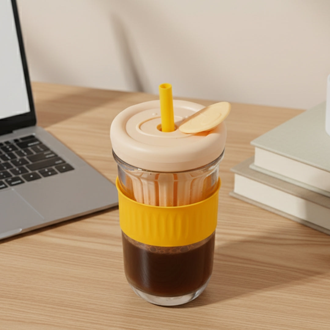 Orange Silicone Grip Sipper with Infuser