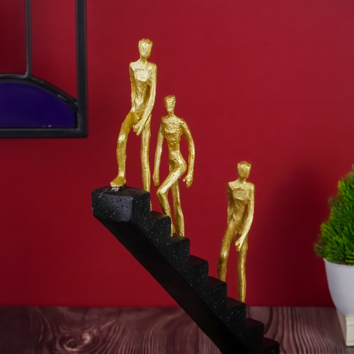 Men Climbing Staircase Sculpture - Modern Inspirational Art