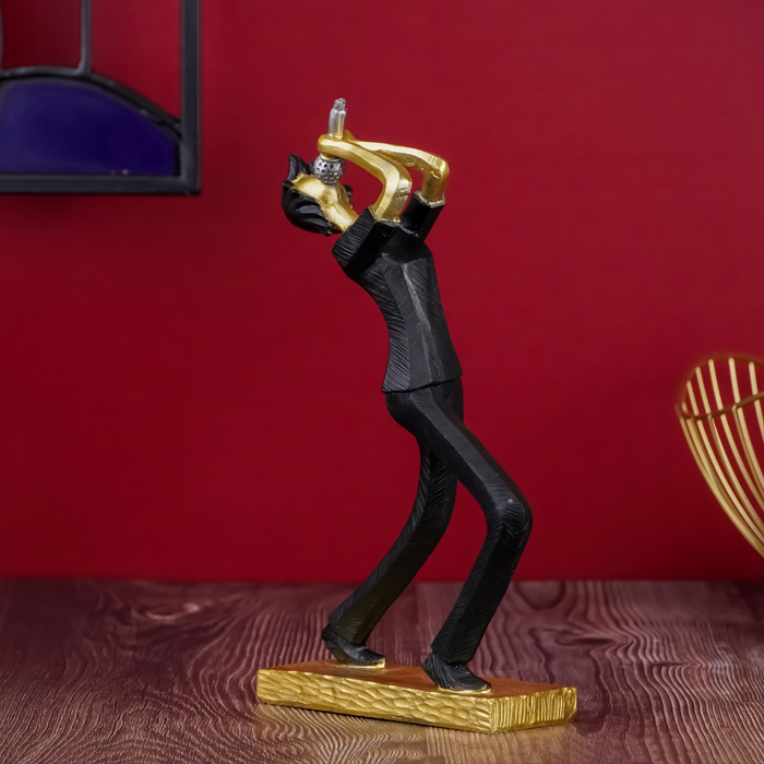 Black and Gold Jazz Singer Sculpture