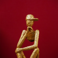 Gold Thinking Figure Sculpture - Unique Contemporary Decor