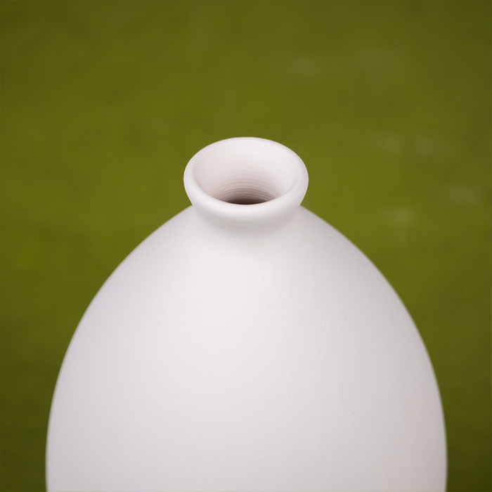 White Glass Vase with Teardrop Shape