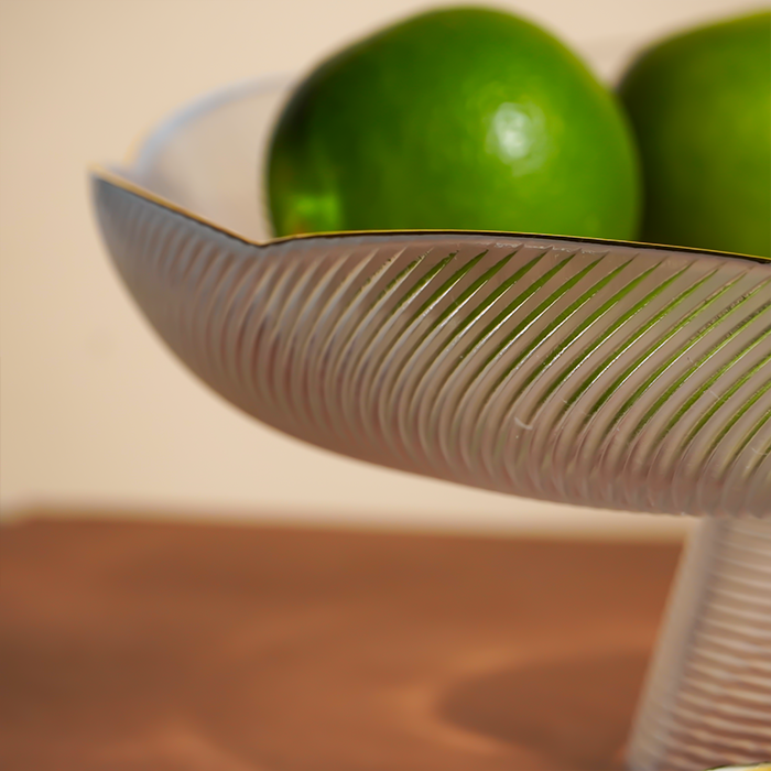 Translucent Ripple Glass Fruit Bowl - Large