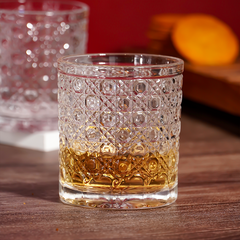 Clear Modern Geometric Pattern Whiskey Glasses - Set of 6