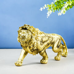 Gold Walking Lion Statue