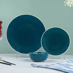 Deep Blue Ceramic Dinnerware - Set of 18