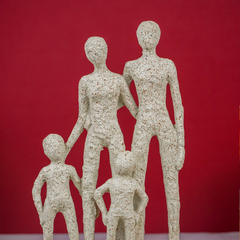 Beige Abstract Family Sculpture - Minimalist Art for Modern Decor