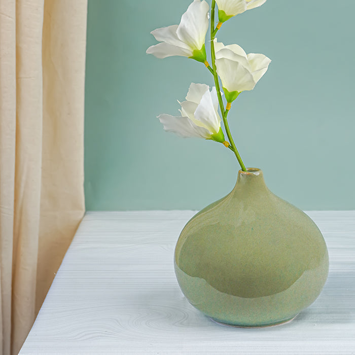 Soft Olive Green Teardrop Ceramic Vase Secondary image