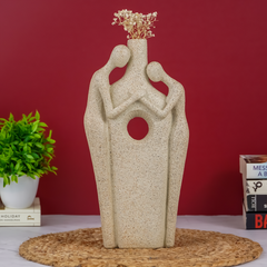 Beige Abstract Couple Sculpture Vase - Unique Hole Design