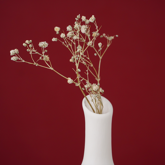 White Ceramic Vase with Narrow Neck