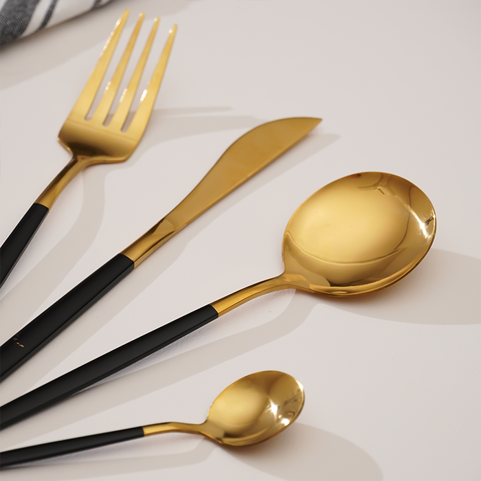 Black and Gold Stainless Steel Cutlery Set of 4 Secondary image