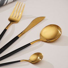 Black and Gold Stainless Steel Cutlery Set of 4