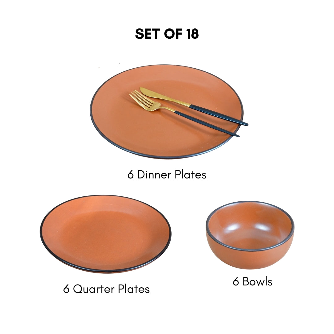 Rust Ceramic Dinner Set (Set of 18)