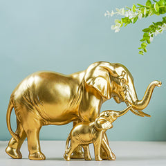 Gold Elephant and Calf Statue