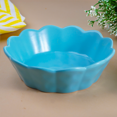 Sky Blue Ceramic Bowl with Scalloped Edges - Large