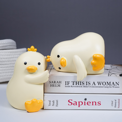 Yellow Ceramic Duck-Shaped Hugging Bookends