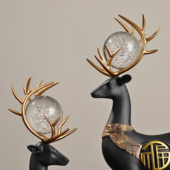 2Pcs Black Modern Deer Resin Figurines for Home Décor