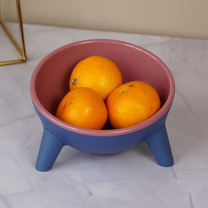 Modern Blue and Pink Fruit Bowl with Tripod Legs Secondary image