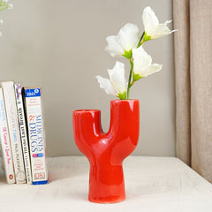 Bold Red Cactus-Inspired Vase