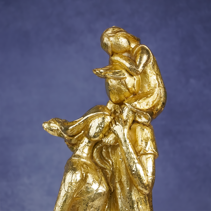 Golden Family Embrace Sculpture