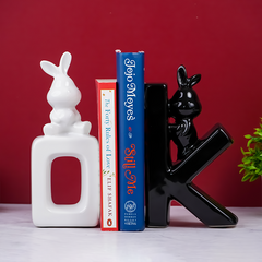 Black and White Bunny Bookends