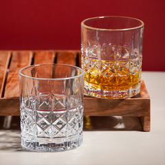 Diamond Grid Cut Design Whiskey Glasses - Set of 6