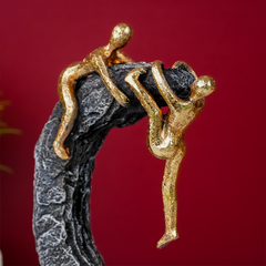 Gold Climbers on Rocky Arch Sculpture - Modern Inspirational Decor