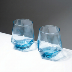Ocean Blue Geometric Glasses - Set of 6