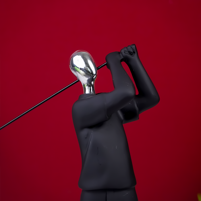 Black and Silver Golf Swing Sculpture Secondary image