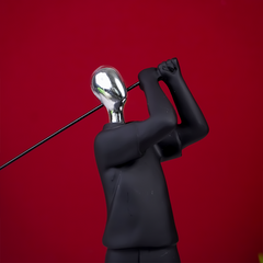 Black and Silver Golf Swing Sculpture