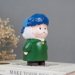 Cute Grandpa Figurine with Blue Hat and Green Coat