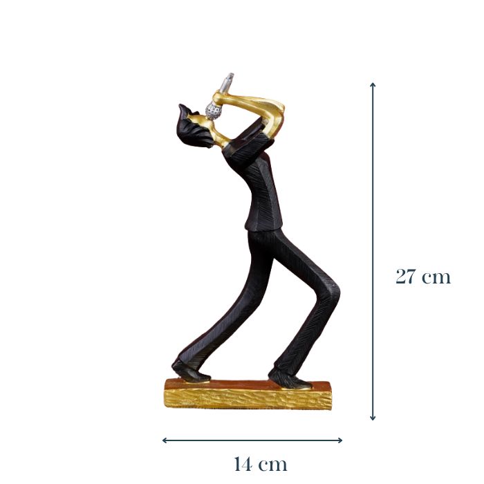 Black and Gold Jazz Singer Sculpture