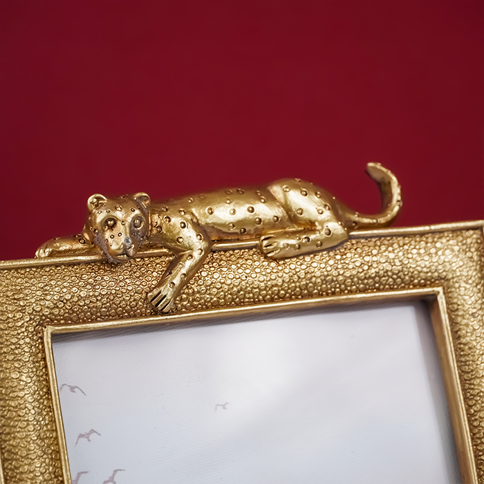 Gold Textured Photo Frame with Leopard Detail