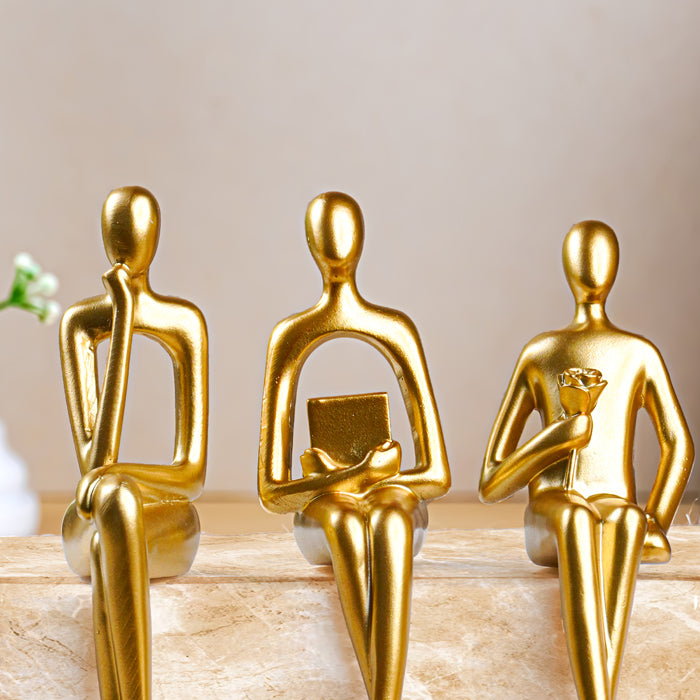 Golden Sitting Figurines | Set of 3