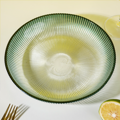 Teal Green Fluted Glass Bowl - Ribbed Texture Serving Dish