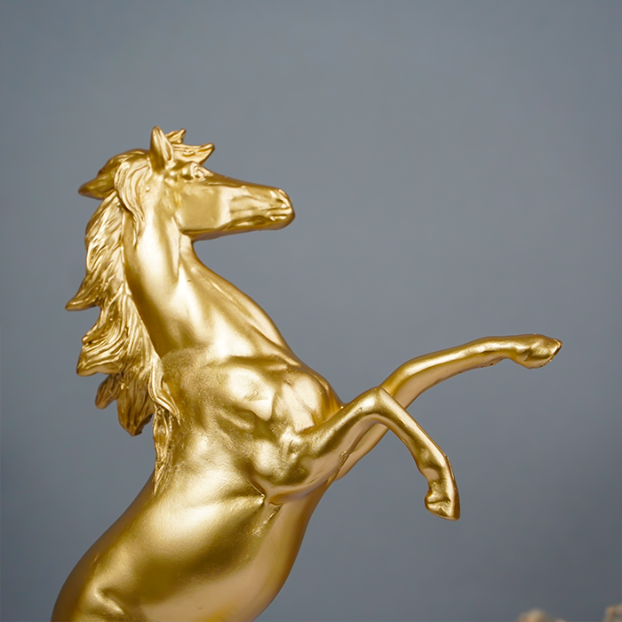 Gold Rearing Horse Sculpture