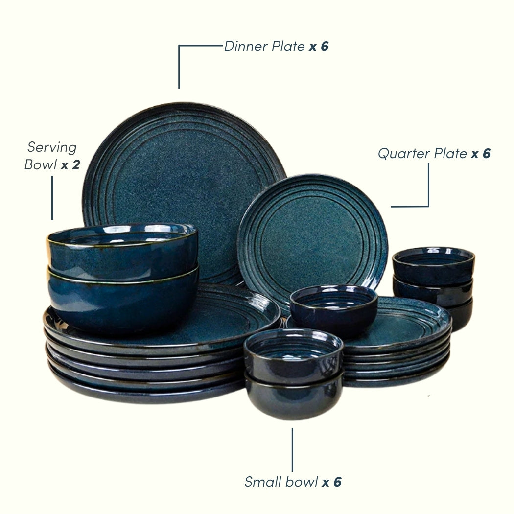 Deep Indigo Ceramic Dinner Set of 20