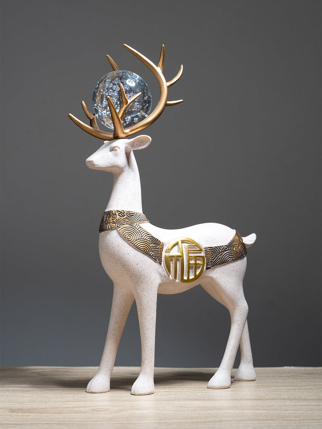 2Pcs White Modern Deer Resin Figurines for Home Décor - The Golden Theory