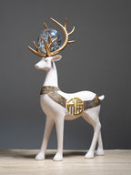 2Pcs White Modern Deer Resin Figurines for Home Décor - The Golden Theory